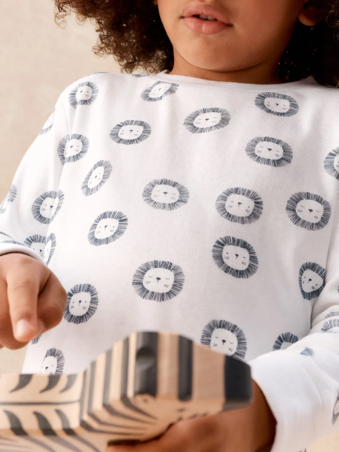 Пижама с принтом львов, Slim Fit The White Company, синий — фото 2