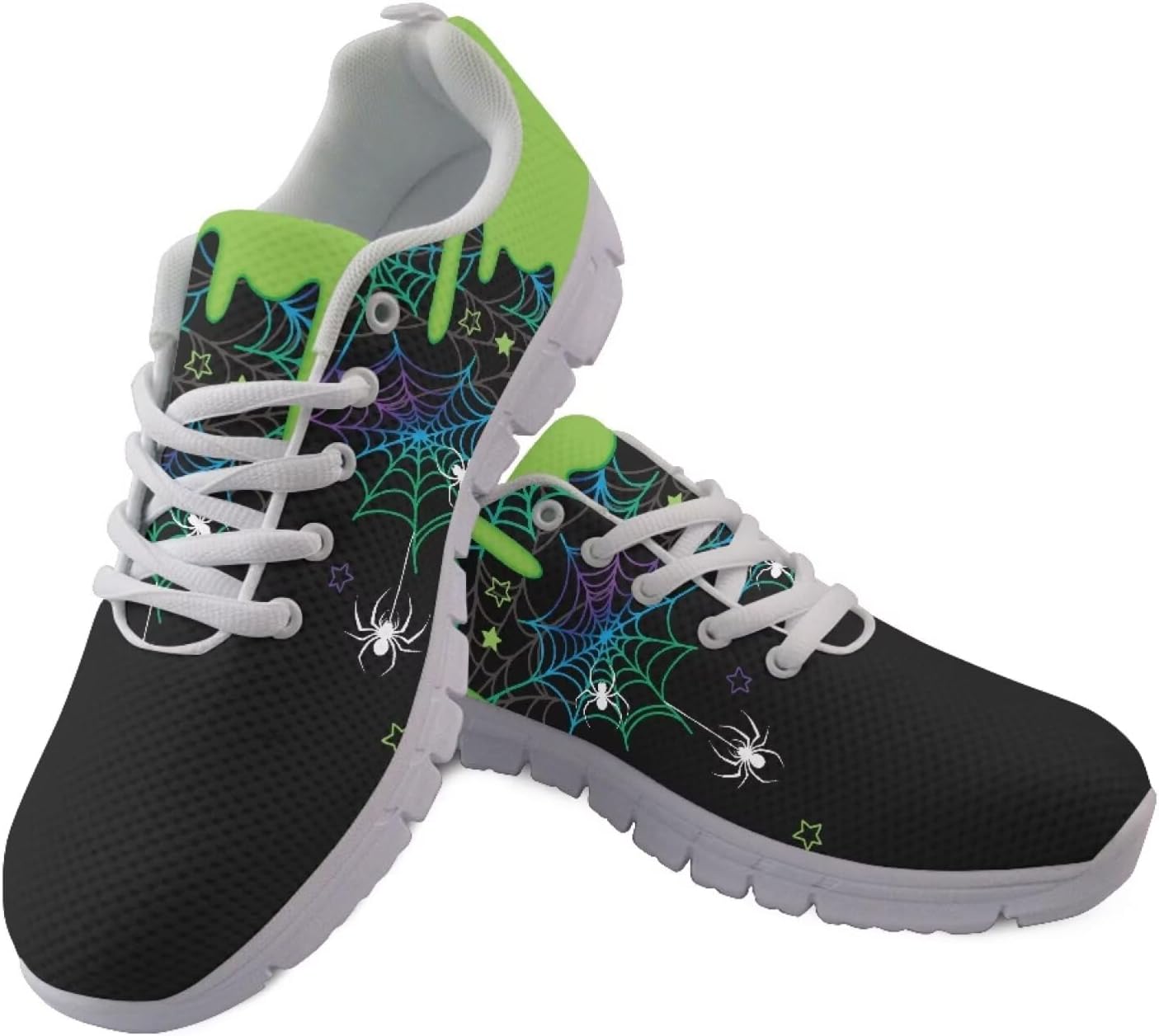 

Кроссовки Jeiento для бега по дороге для женщин и мужчин, с шнуровкой, спортивные, для тренировок в зале, повседневные, на плоской подошве, для ходьбы и путешествий на открытом воздухе, Icecream Spider Web