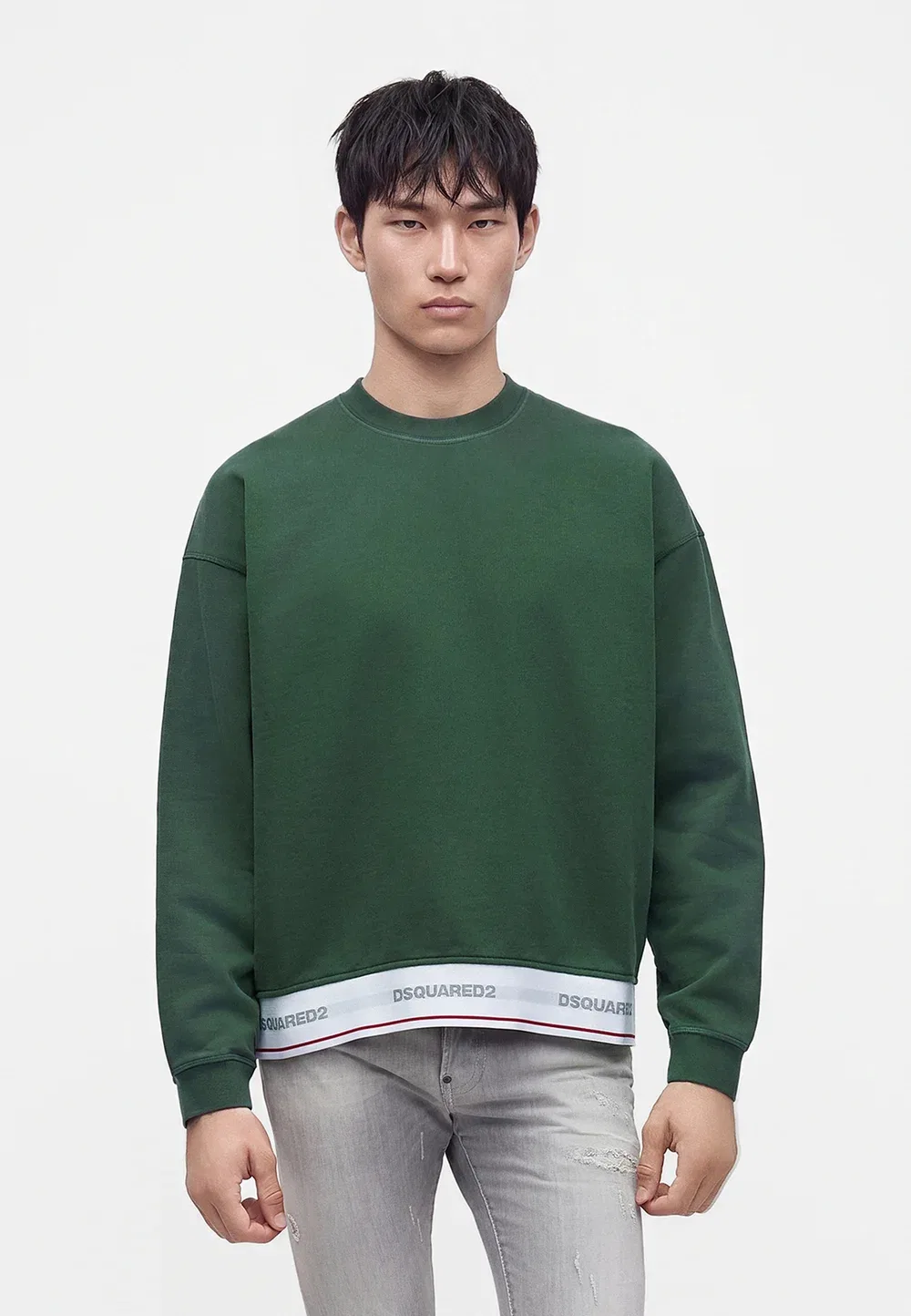Эластичная толстовка свободного кроя с круглым вырезом Dsquared2, Pool Green