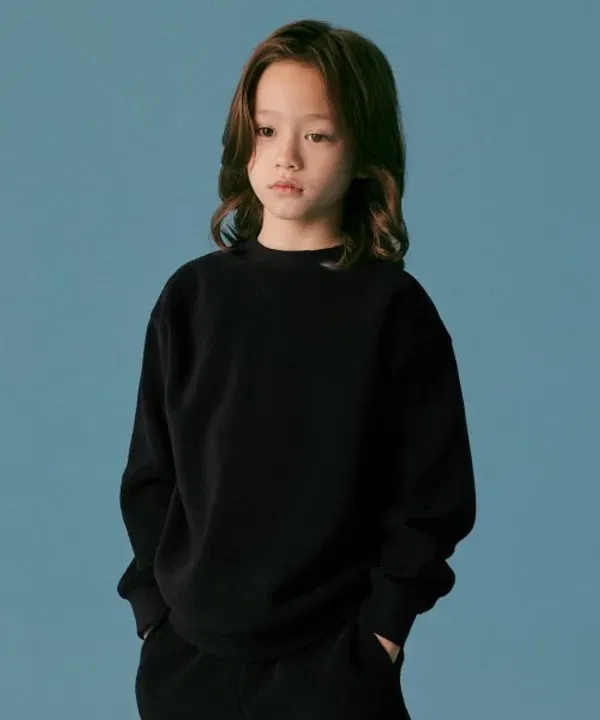 Свитшот оверсайз полар флис, Musinsa Standard Kids, черный
