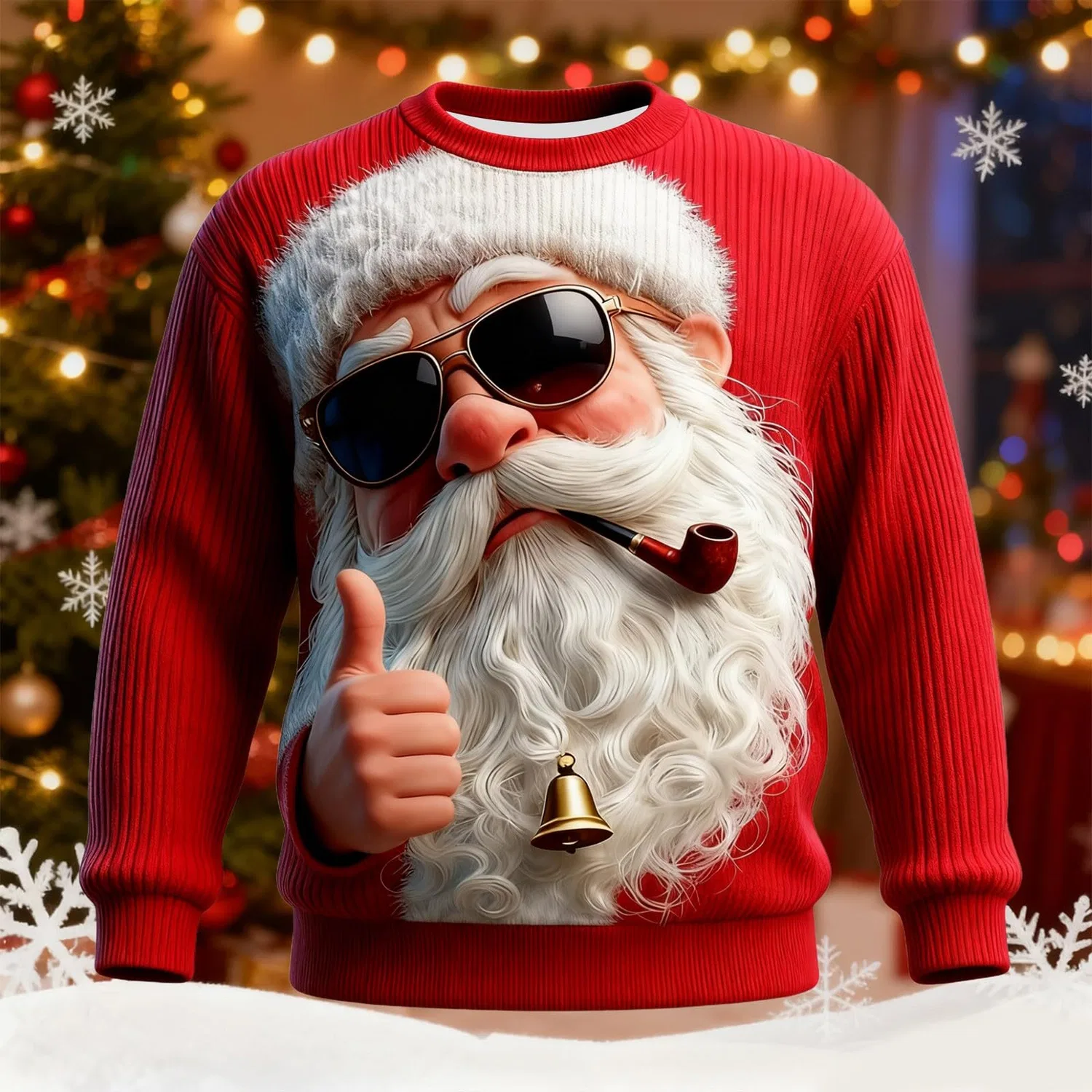 Мужской свитшот с принтом Unsiex Christmas Jumper, Z1-red — фото 2