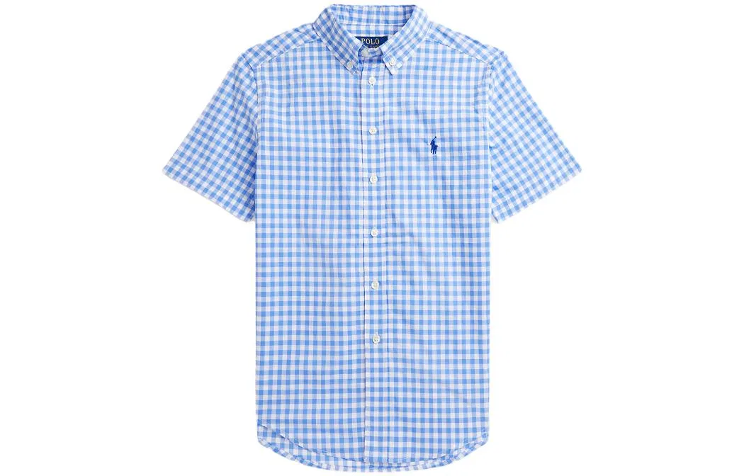 Детская рубашка в клетку с коротким рукавом Polo Ralph Lauren, Light Blue