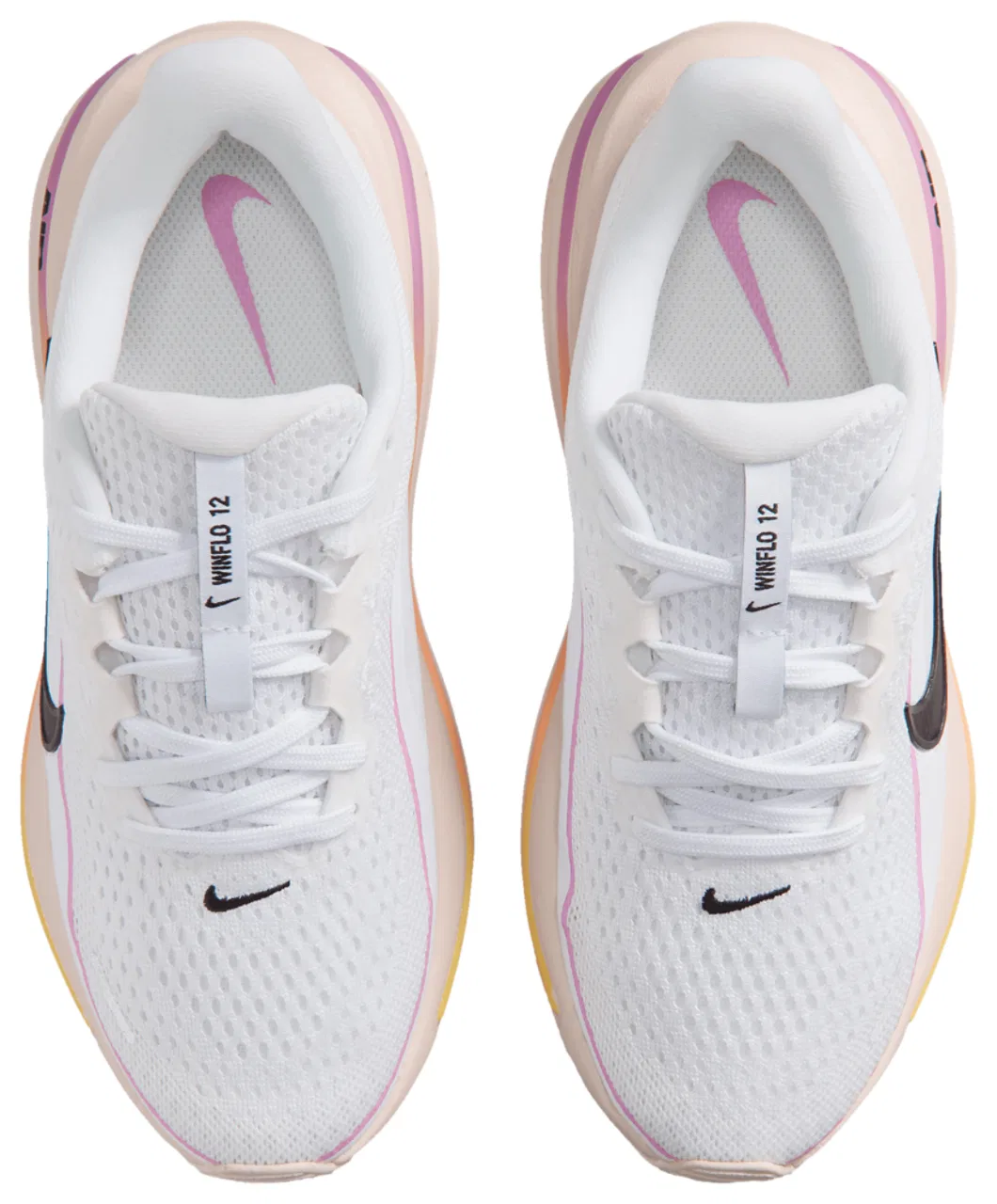 Детские кроссовки для девочек для бега с амортизацией Air Winflo 12 Nike, белый/розовый/черный — фото 4