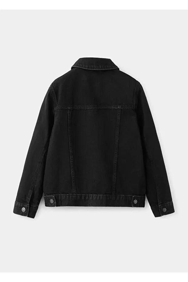 Детская куртка для девочек джинсовое Mango Kids, Black Denim — фото 2