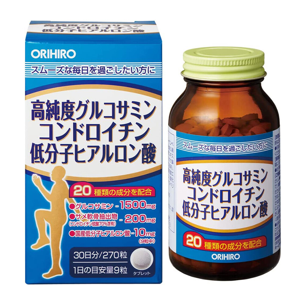 

Добавка Orihiro High Purity Glucosamine Chondroitin Low Molecular Hyaluronic Acid, 270 таблеток