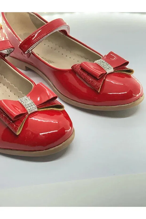 Детские балетки для девочек с бантом Emela Kids Shoes, Red — фото 3