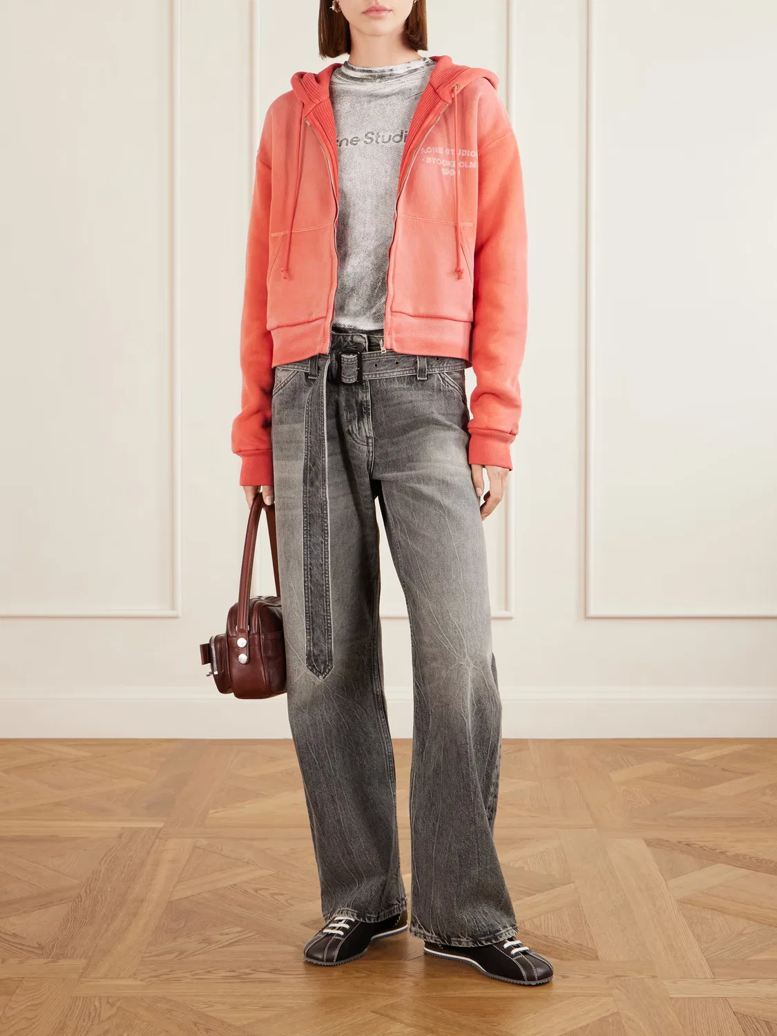 Толстовка Feida u из ребристой ткани с принтом в виде солнечных лучей Acne Studios, красный — фото 2