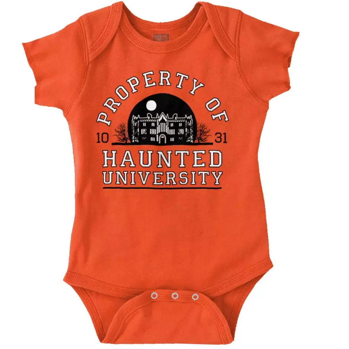Детское боди для мальчиков с принтом Property of Haunted University Brisco Brands, Orange