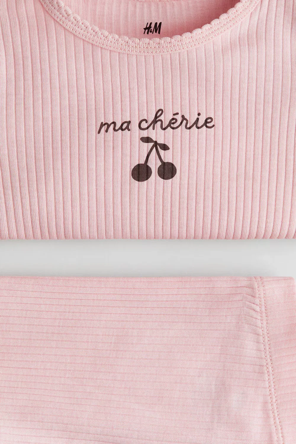Комплект из двух предметов из ребристого хлопка H&M, Hellrosa/Ma Chérie — фото 2