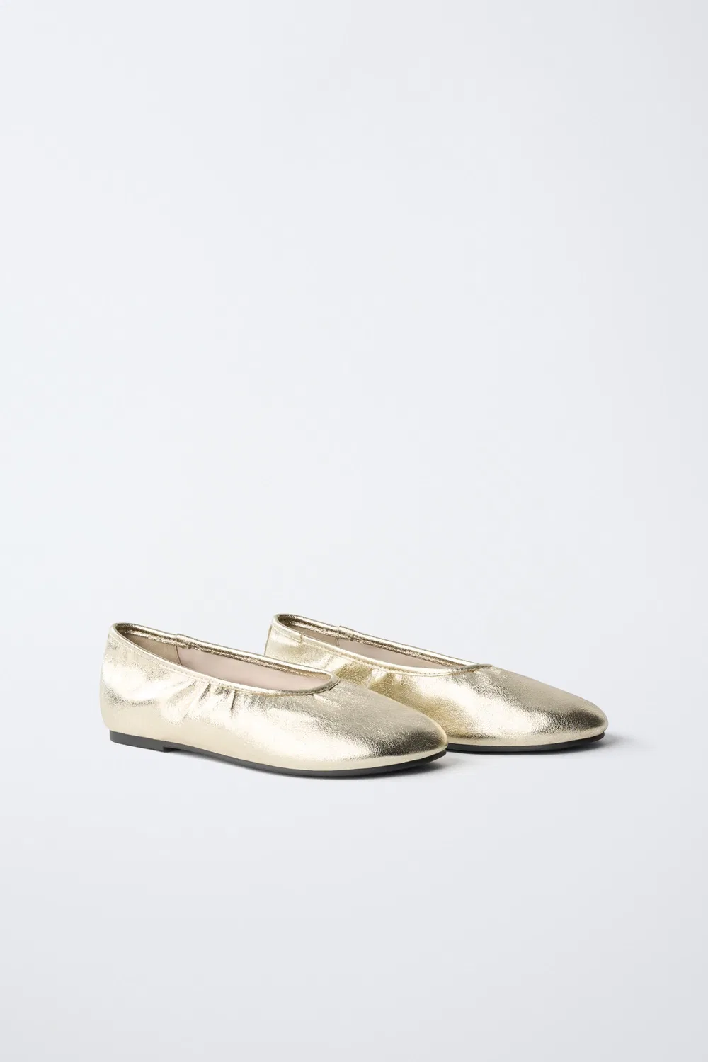 Металлические балетки ZARA, Gold — фото 2