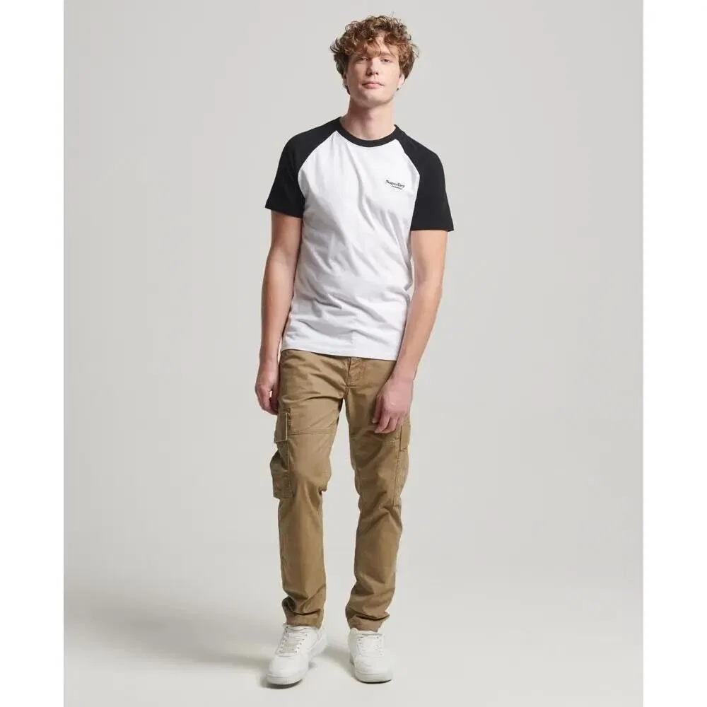 Мужская хлопковая футболка-поло с логотипом Superdry Essential, Weiss Schwarz — фото 3