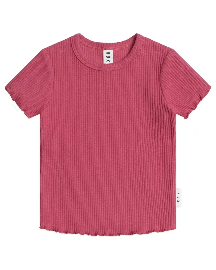 Детская футболка с коротким рукавом и отделкой фестон Huxbaby Cherry, красный
