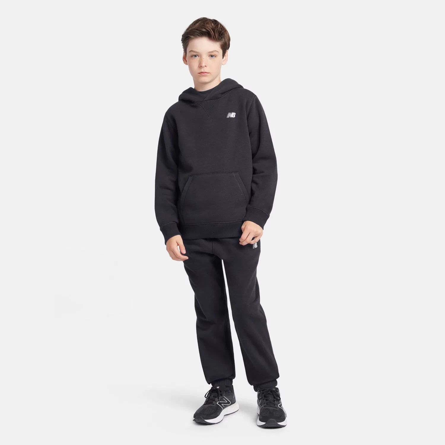 Детское худи с принтом Brush Back Small Logo New Balance, Black — фото 2