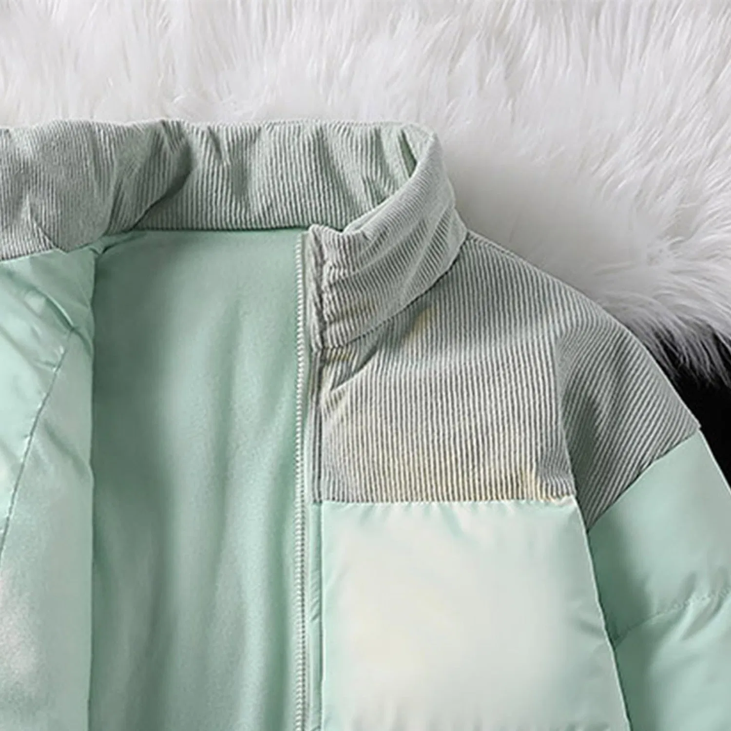 Женское стеганое пальто с длинным рукавом, модель parka, blu cielo — фото 2