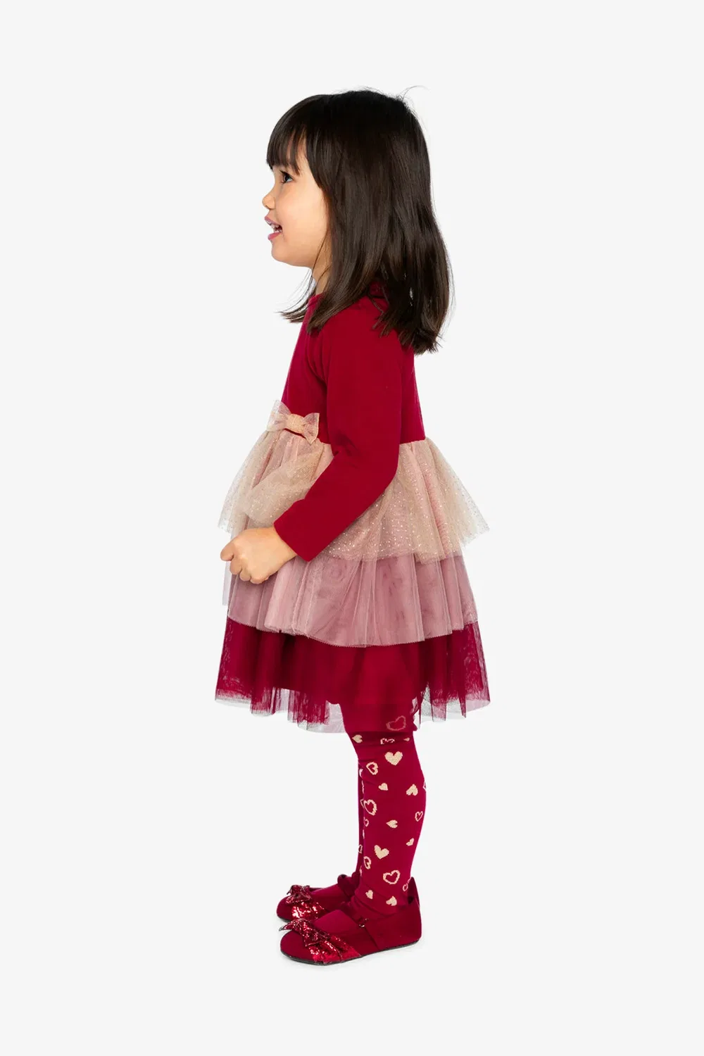Детское платье для девочек с блестящей юбкой Christmas Couture Deux par Deux, Rouge — фото 2