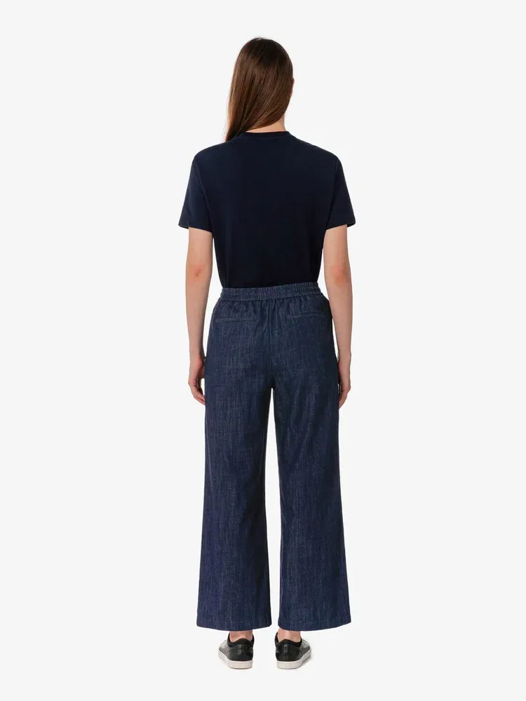 Брюки LACOSTE Navy из льна, широкие, с эластичной талией — фото 3