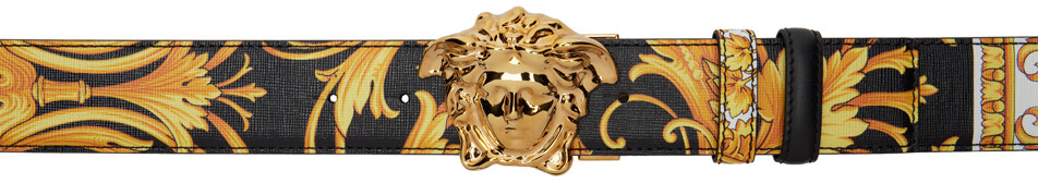 

Черно-золотой двусторонний ремень Barocco Versace
