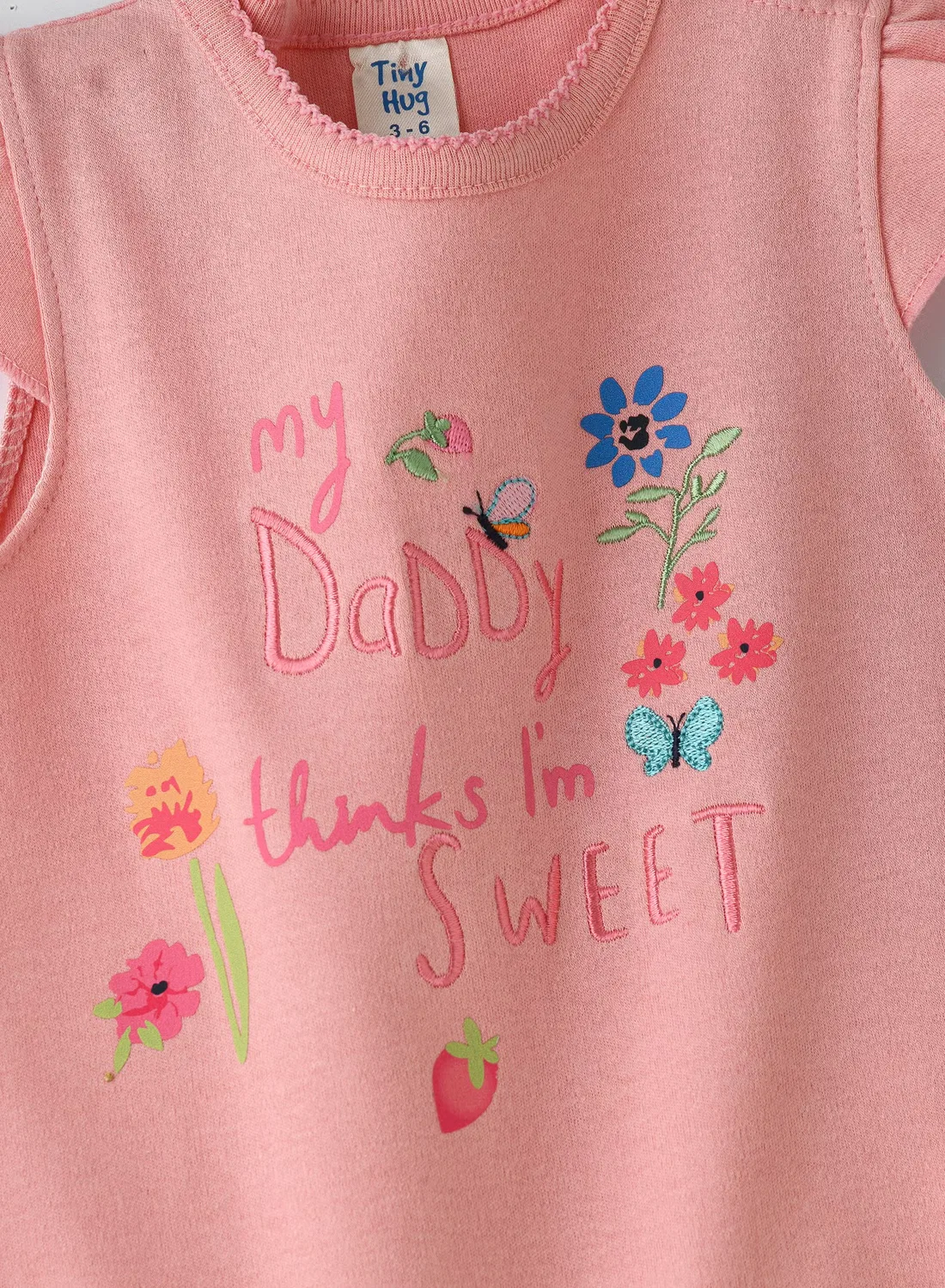 Боди-комбинезон с принтом и надписью My Daddy Thinks I'm Sweet Tiny Hug, розовый — фото 3
