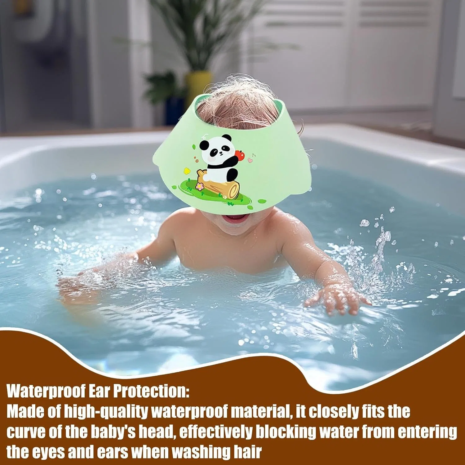 Детская шапочка для душа, Водонепроницаемая, Зеленый Generisch — фото 3