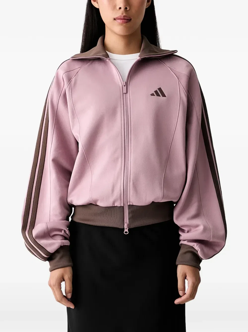 Куртка с логотипом-вышивкой и боковыми полосками Adidas, розовый