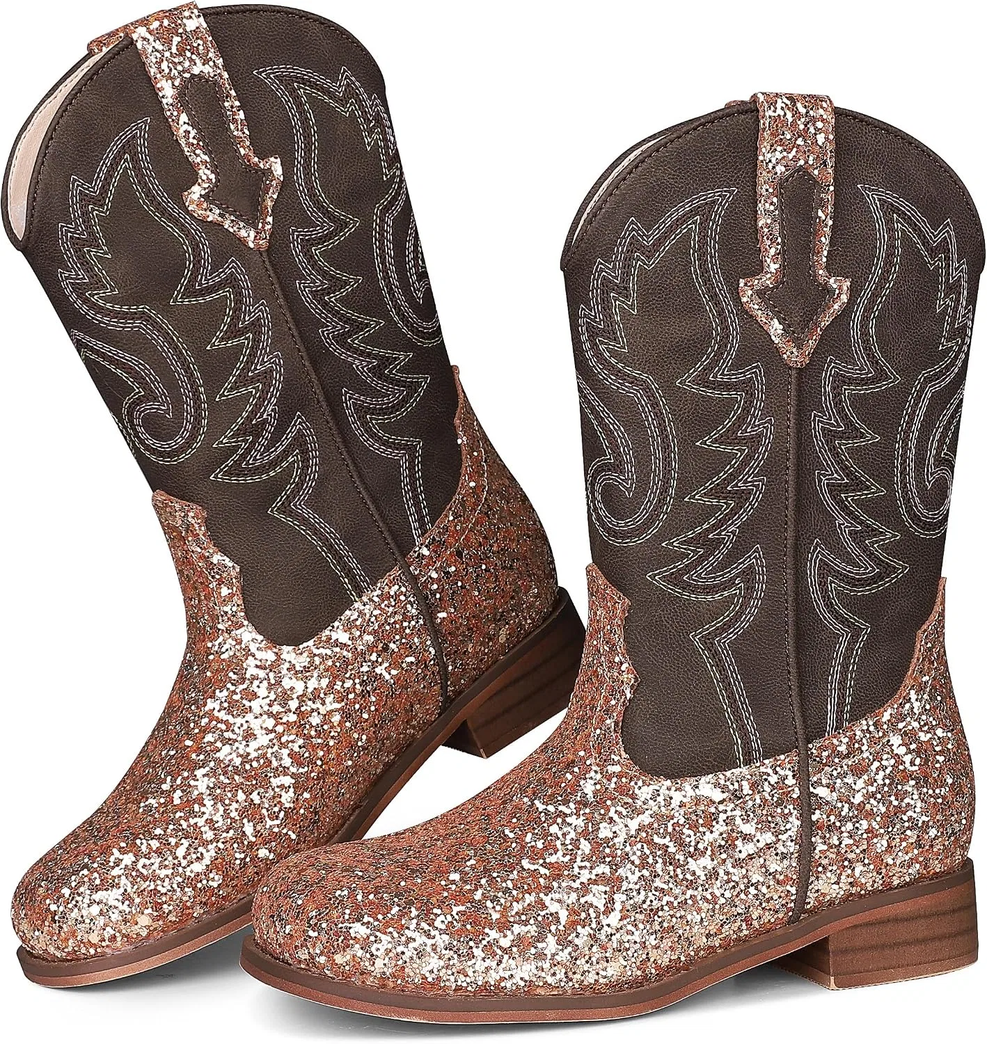 Детские сапоги для девочек с вышивкой Cowboy Boots Atsroel, Gold