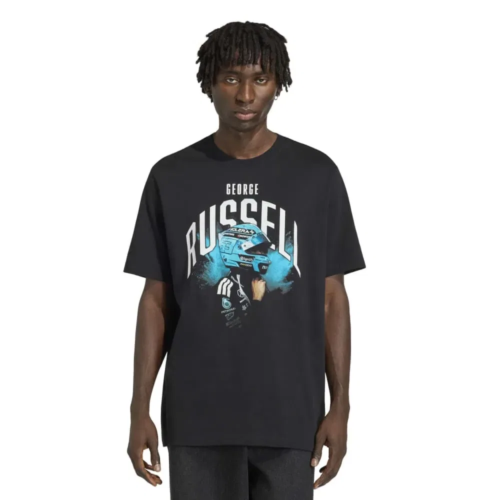 Мужская футболка с принтом George Russell Adidas, Black