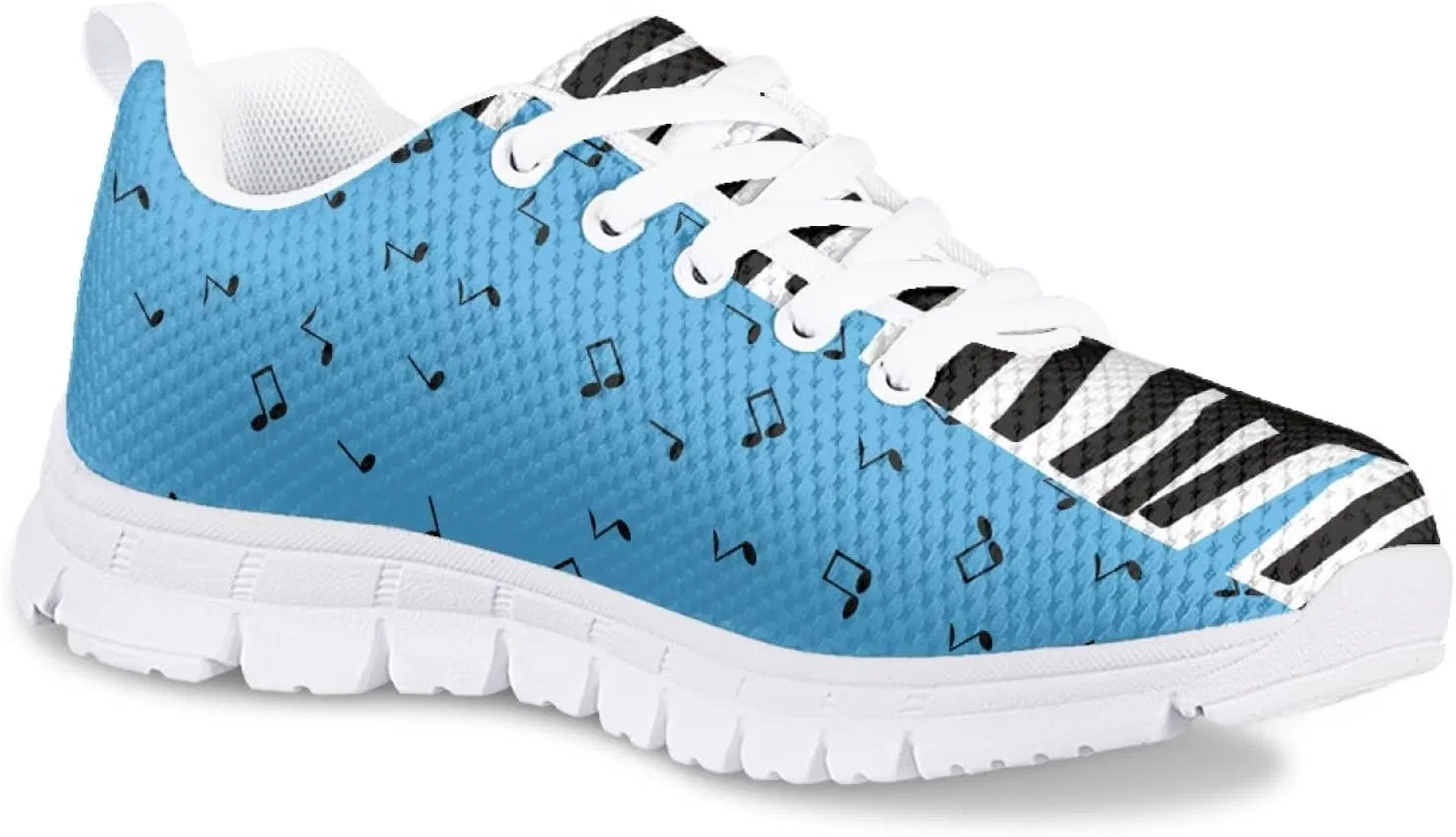 Детские кроссовки для девочек с принтом PinUp Angel Kids Cute Graphic Tennis Shoes Lightweight Lace Up Breathable Running Sneakers for Girl PinUp Angel, Musical Black Cat Blue — фото 4