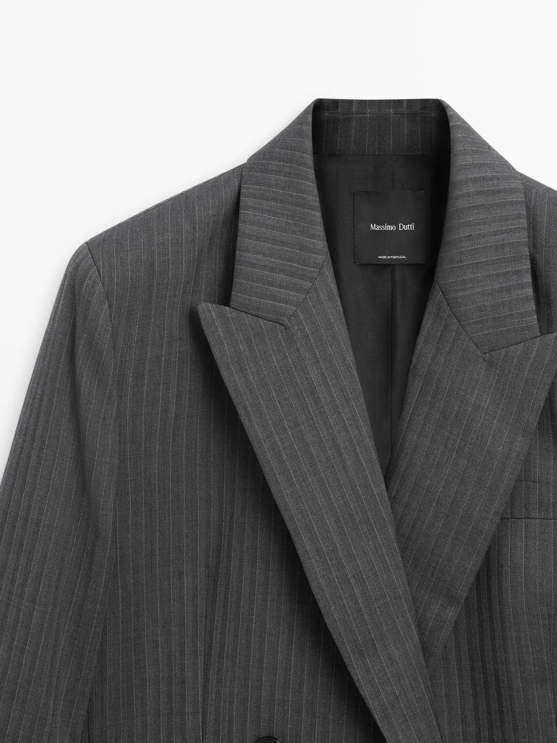Пиджак Massimo Dutti Pinstripe Cool Wool Blend Suit, серый — фото 4