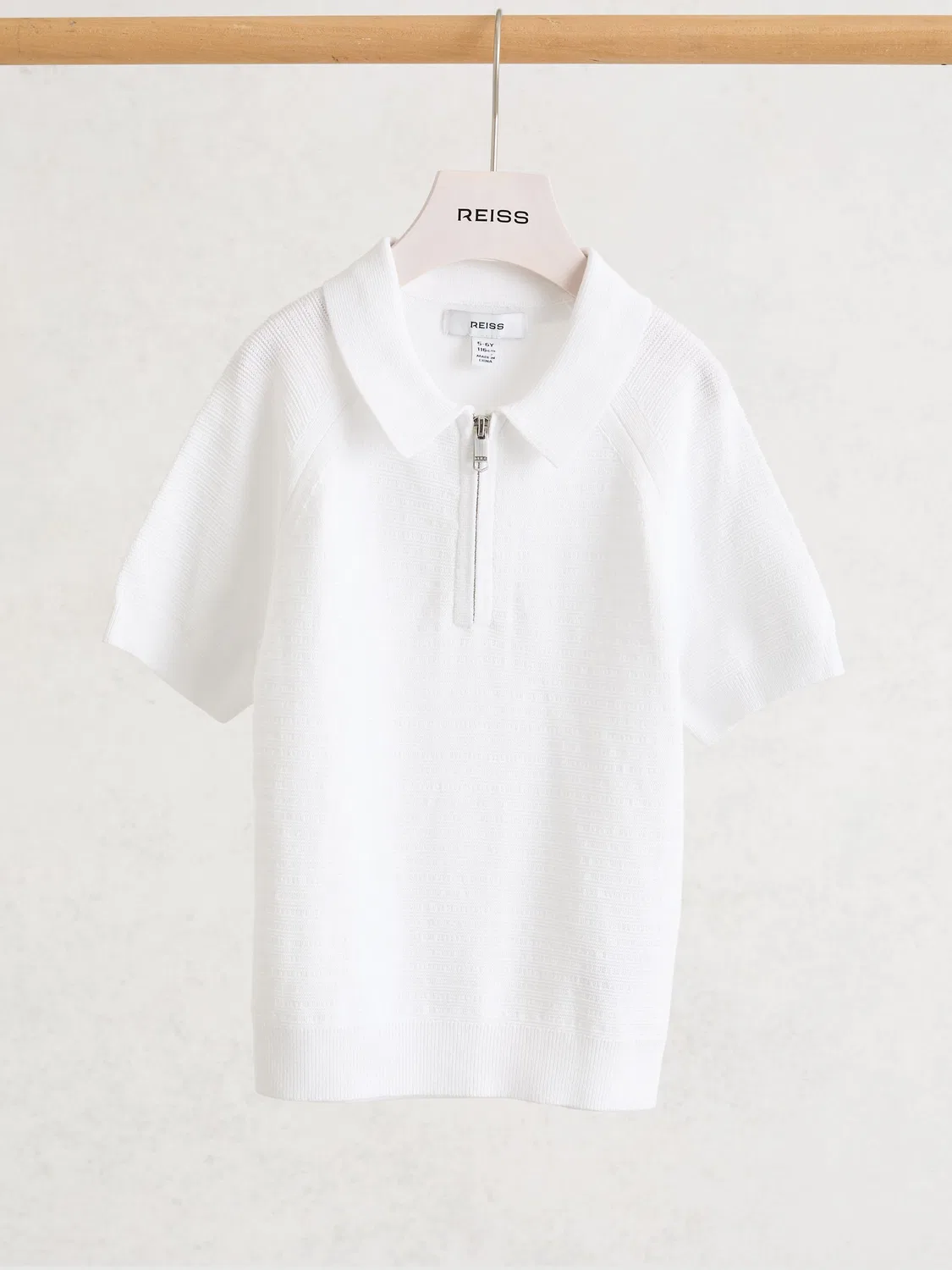Поло с текстурным трикотажем Estate Reiss, Optic White