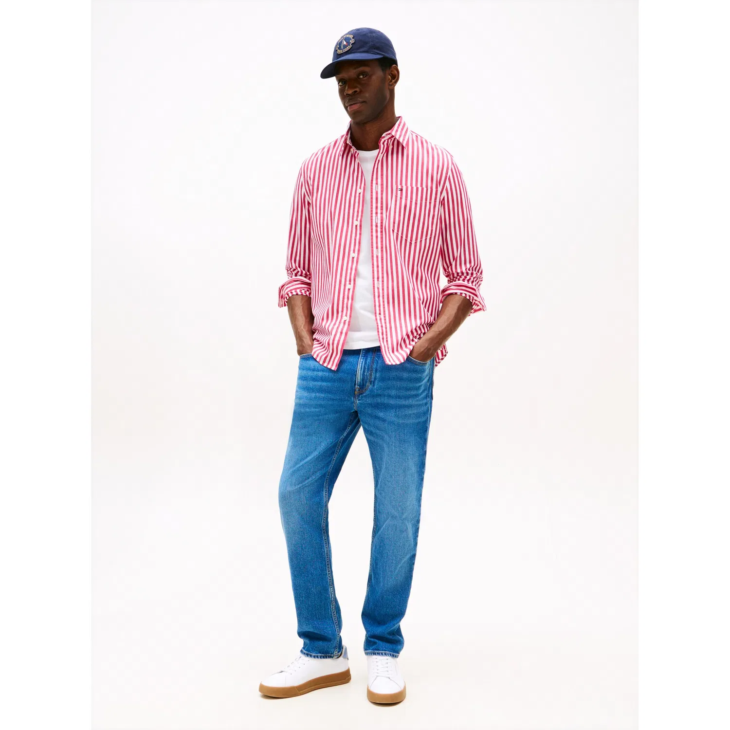 Мужская рубашка с длинным рукавом Flex Poplin Bold Stripe Tommy Hilfiger, Vivacious Pink/Stripe — фото 2