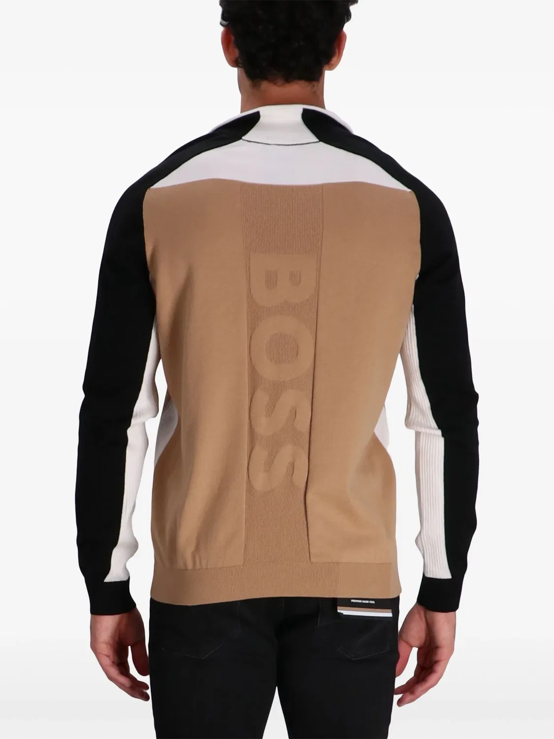 Свитшот в стиле колор-блок BOSS, черный — фото 4
