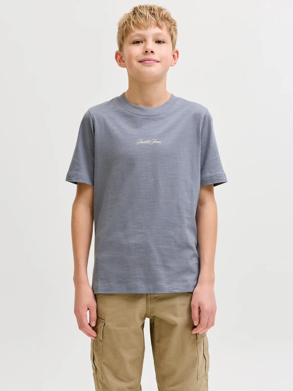 Детская футболка Jack & Jones Junior JORCassis пыльно-голубого цвета — фото 4
