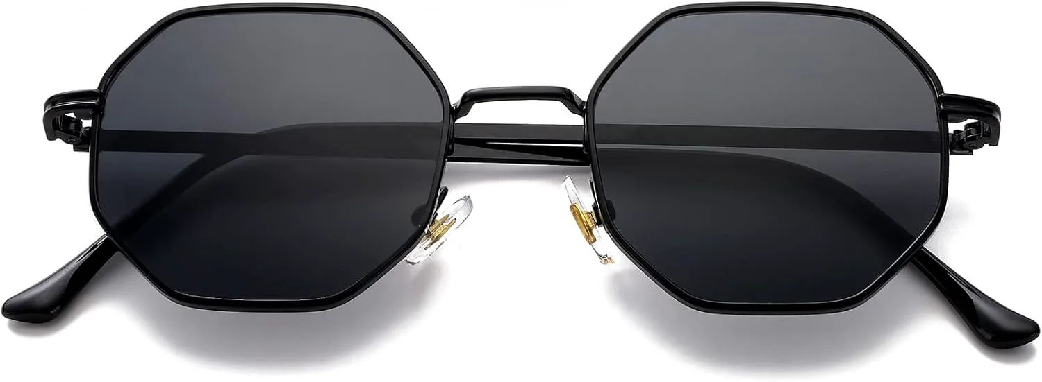 

Солнцезащитные очки PORADAY квадратной формы для женщин и мужчин, ретро восьмиугольные металлические солнцезащитные очки, винтажные многоугольные очки, A5 Black