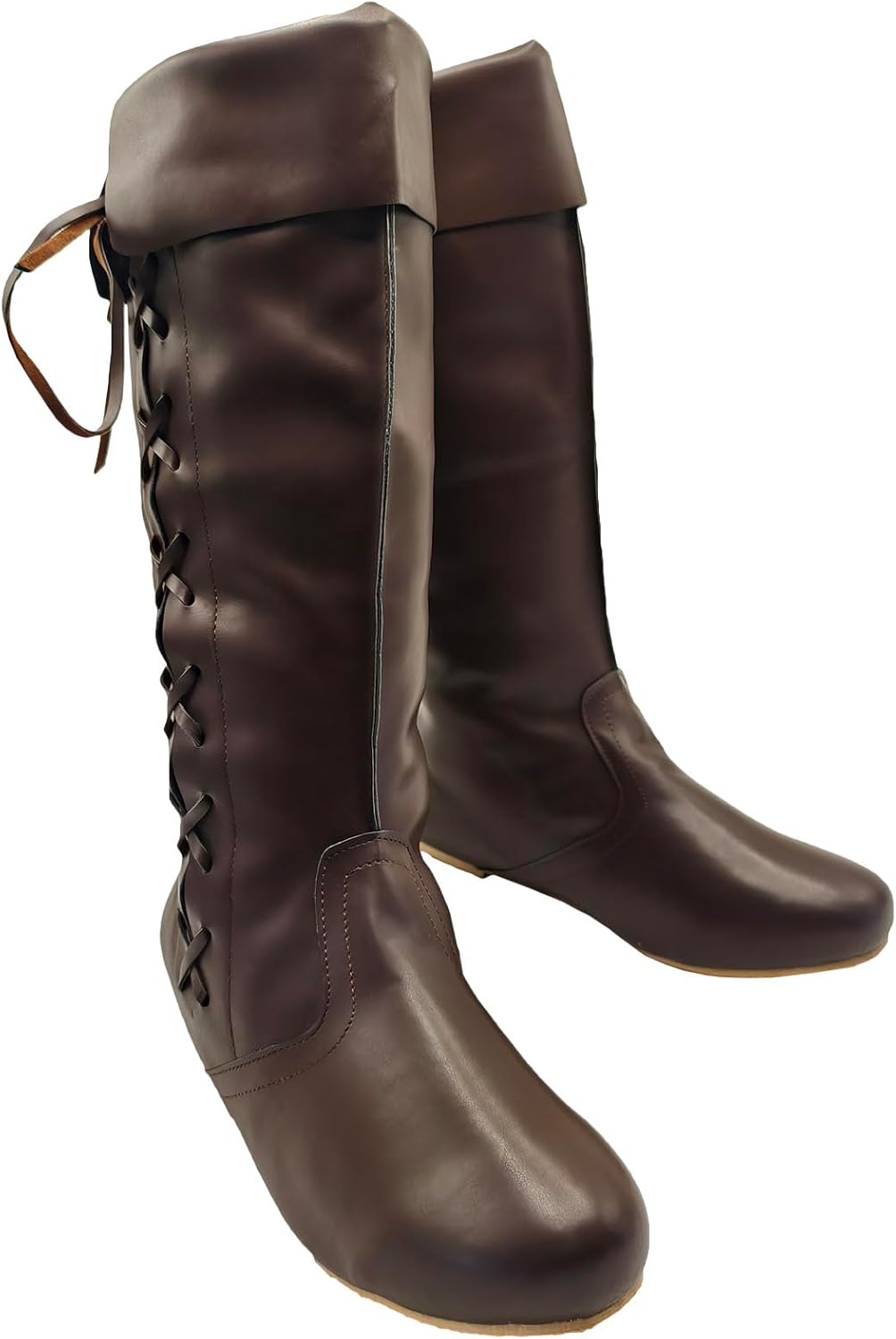 

Средневековые Ренессансные пиратские сапоги для мужчин, Хэллоуин, костюмные сапоги из искусственной кожи, готическая обувь для косплея для взрослых Junqiako, коричневый