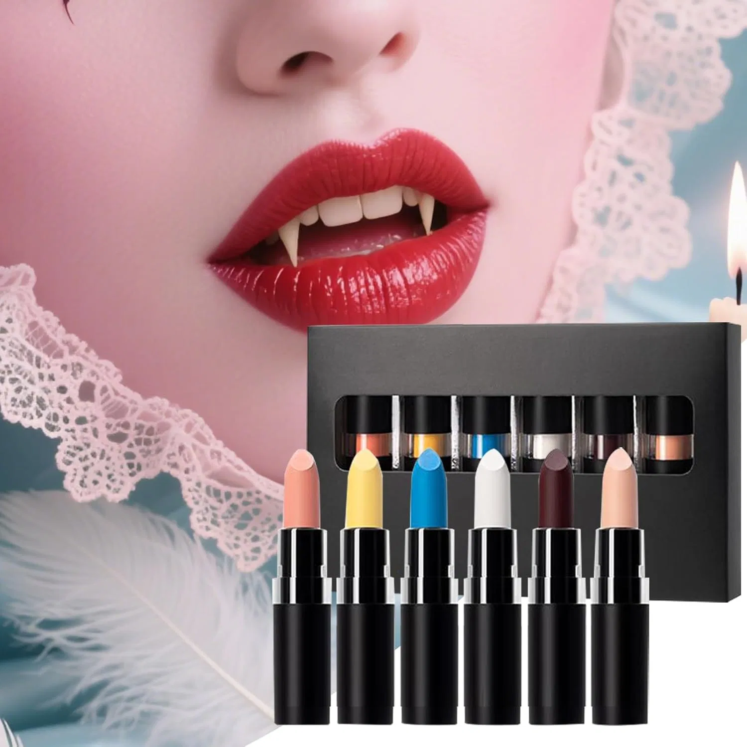 Губная помада Dark Black Lip Gloss, набор для косплея, матовый финиш — фото 3