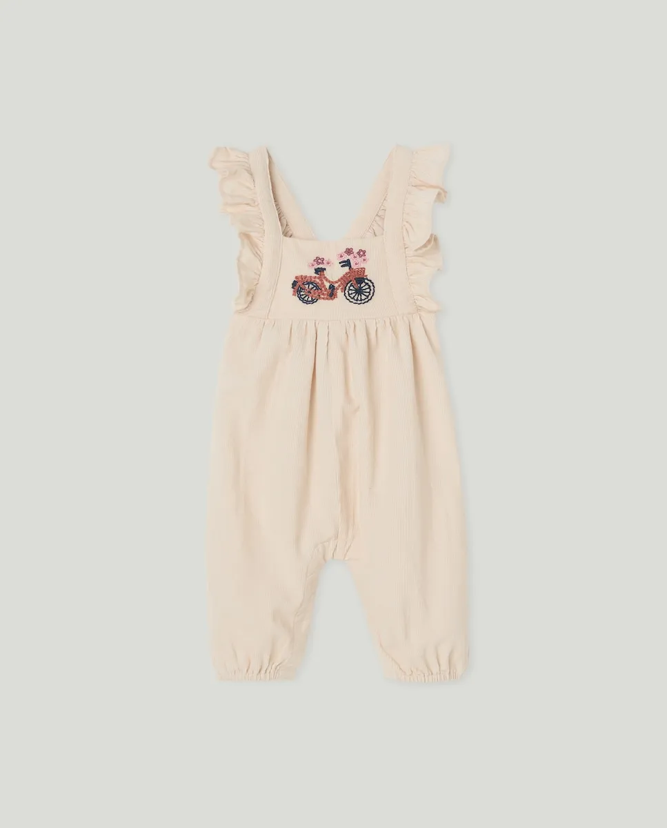 

Вышитый детский комбинезон с оборкой для девочки Baby El Corte Inglés, светло-серый