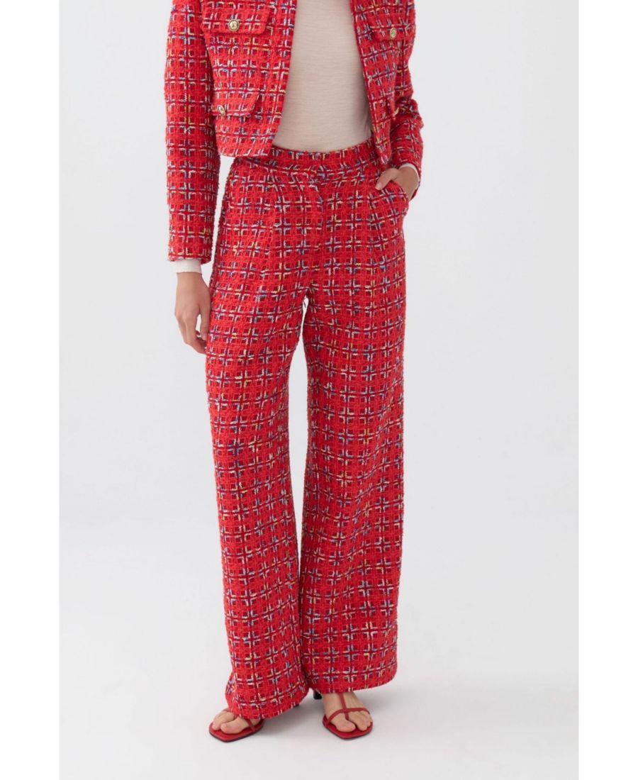 

Женские твидовые брюки с высокой талией NOCTURNE, Red