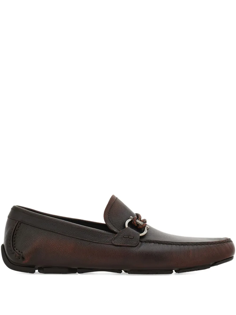 Плетеные лоферы с декором Gancini Ferragamo, коричневый