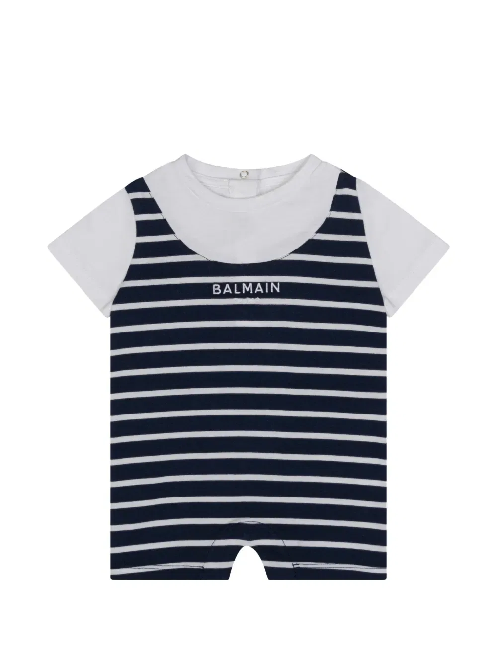 Полосатый детский комбинезон Balmain Kids, белый