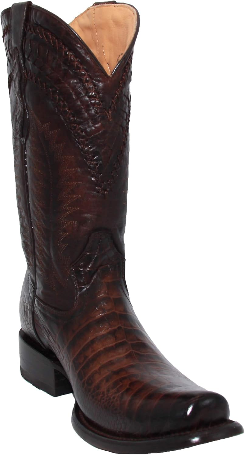 

Мужские ковбойские сапоги из натуральной кожи с узором под крокодила каймана The Western Shops, коричневый