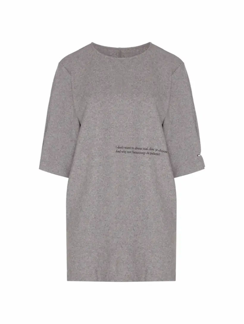 

Шерстяное платье-футболка MM6 MAISON MARGIELA, серый