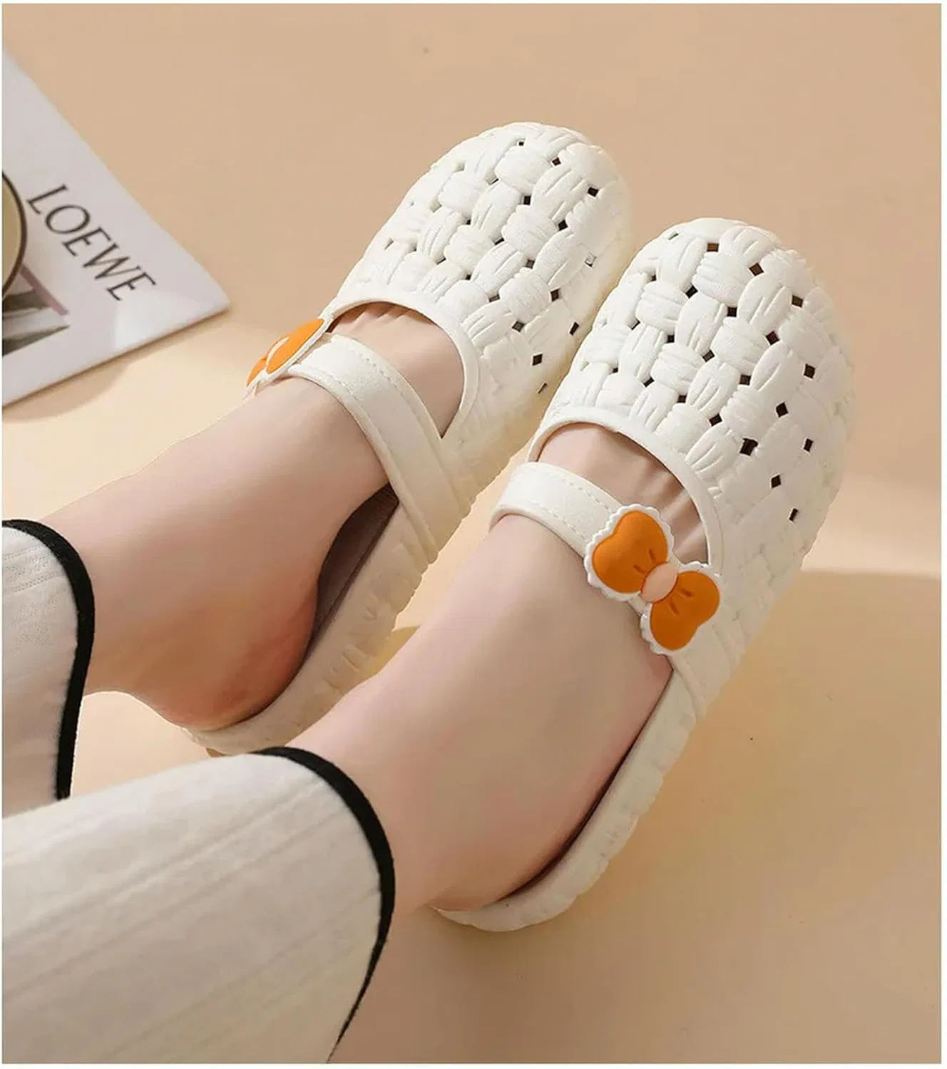 Женские тапочки Cave Shoes, универсальная повязка на голову для ношения дома и на улице, нескользящая и износостойкая AlHECE, Orange Red — фото 2