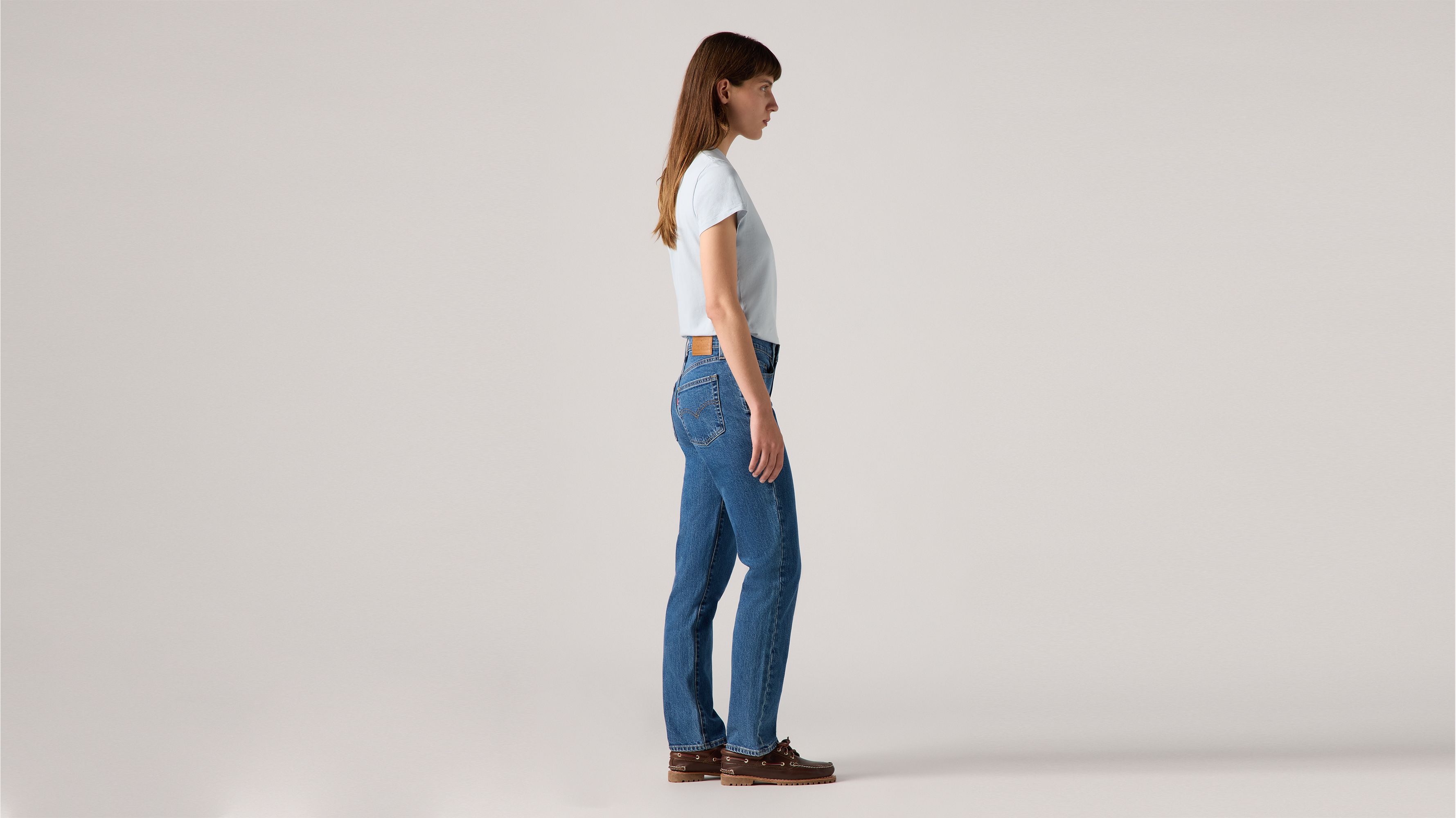 724 Прямые женские джинсы с высокой талией Levi's, Mosey Mid Stone - Medium Wash — фото 4