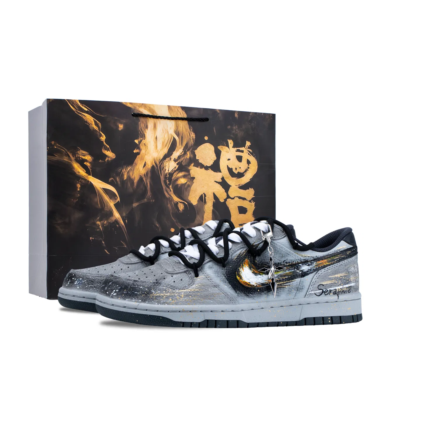 Кроссовки скейтбордические низкие Nike Big Ash Trace серо-золотистые