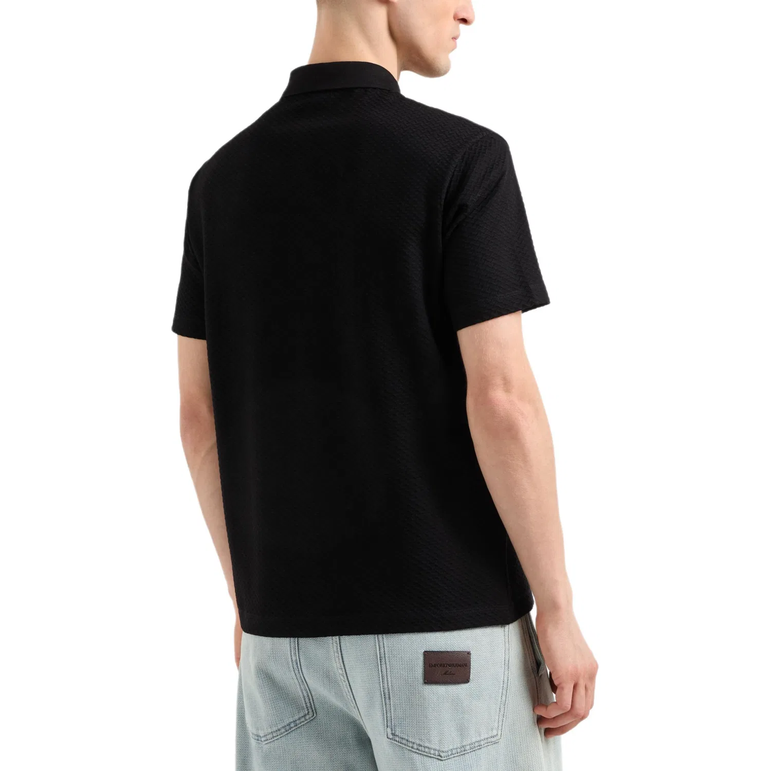 Поло с коротким рукавом и патчем с логотипом EMPORIO ARMANI, Black — фото 3