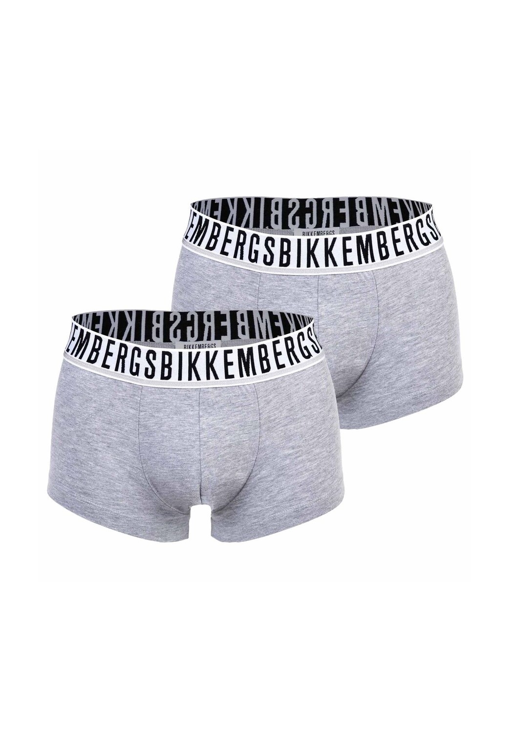 

Мужские шорты-боксеры, 2 шт. - BI-PACK TRUNKS, хлопок стрейч, пояс с логотипом BIKKEMBERGS, серый