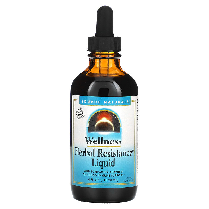 

Source Naturals, Wellness Herbal Resistance Liquid , без спирта, 118,28 мл (4 жидк. Унции)