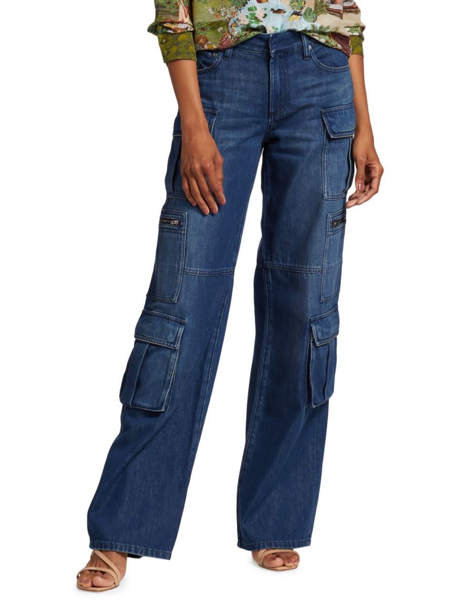 

Джинсы-карго Cay Baggy Denim Alice + Olivia, цвет Love Train
