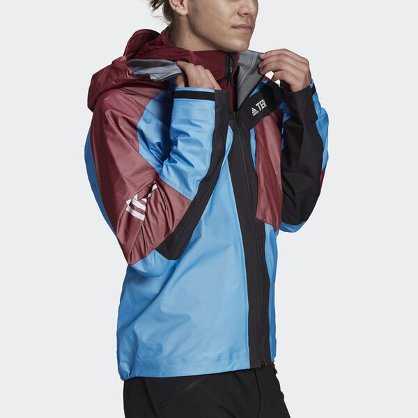 Куртка adidas Terrex Tr Light Gtx J Outdoor Sports Contrasting Colors Hooded Jacket Blue, синий — фото 4