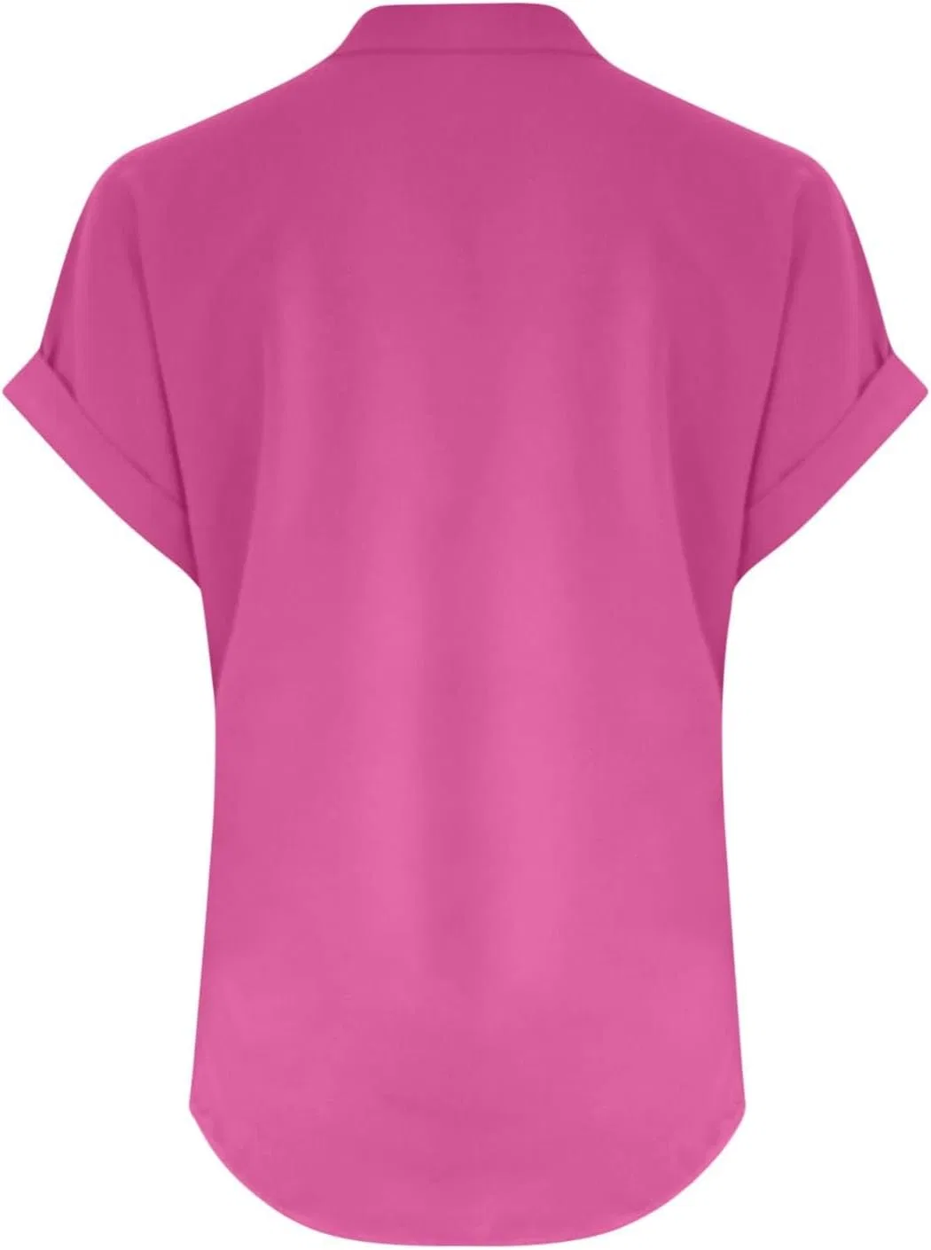Блуза с коротким рукавом, V-образным вырезом, бренд GENERIC, цвет Hot Pink-b — фото 4